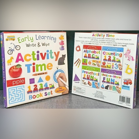 EARLY LEARNING WRITE & WIPE ACTIVITY TIME BOXED SET Lift-Flap & Wipe BY Page - Picture 2 of 4